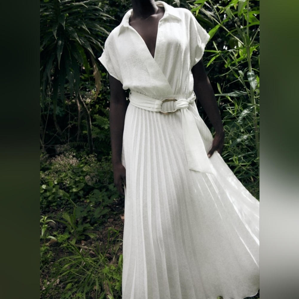 NWT Zara Crossover pleated dress ( SIZE S)